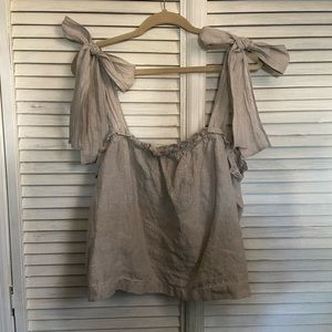 J Crew linen matching skirt set in flax